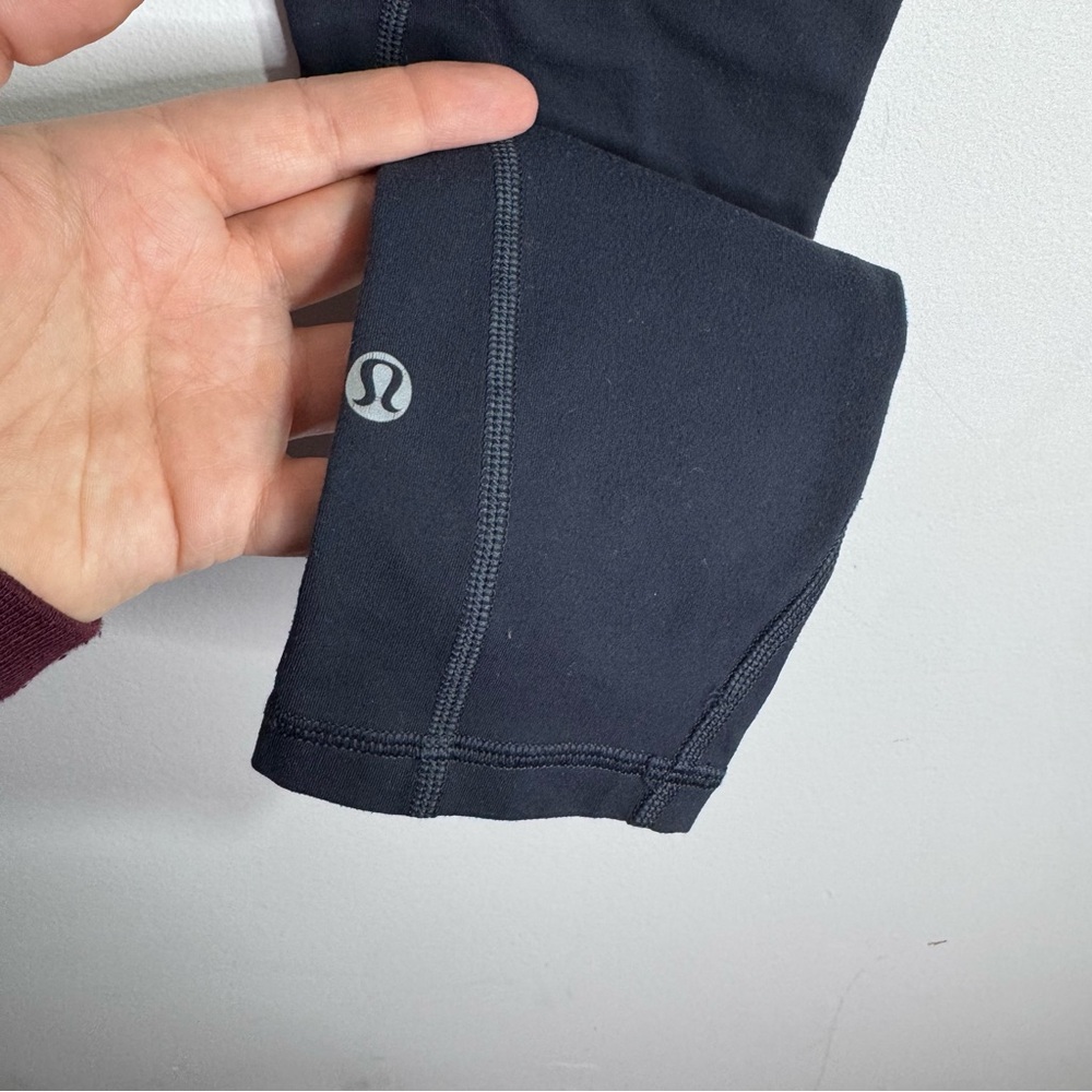 Lululemon Run Inspire Crop Leggings Blue Black Womens Size 6 Zip Pocket - Picture 3 of 6